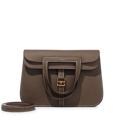 Hermès Etoupe Clemence Halzan 25 Gold Hardware, 2023